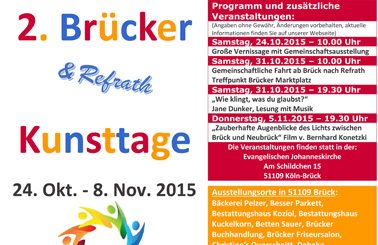 Plakat für die 2. Brücker Kunsttage mit Daten und Programm
