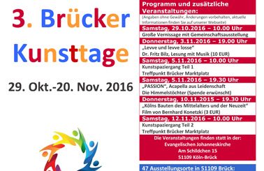 Plakat für die 3. Brücker Kunsttage mit Daten und Programm
