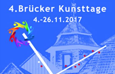 Grafik für die 4. Brücker Kunsttage mit Daten und bunten Akzenten.
